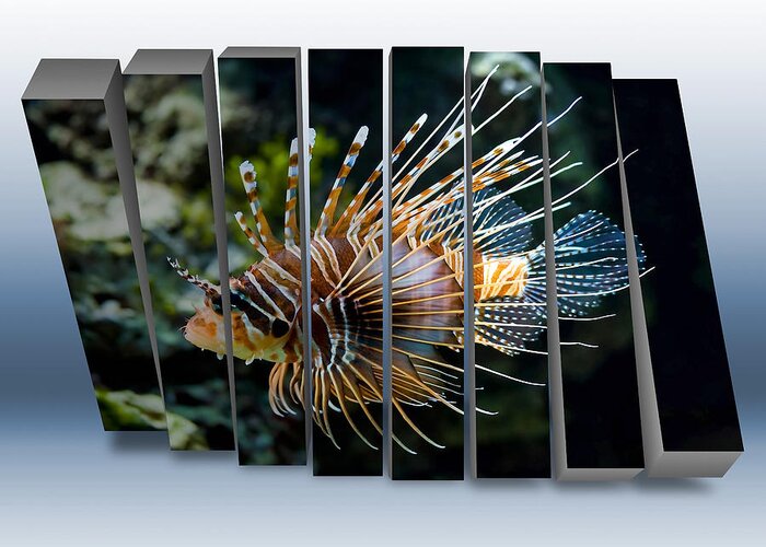 Salt Water Fish Greeting Card featuring the mixed media Lionfish by Marvin Blaine
