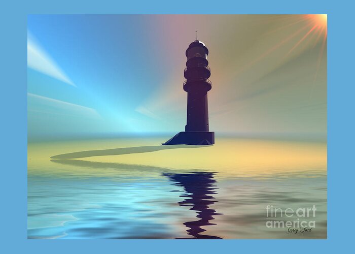 Lighthouse Greeting Card featuring the painting Liquid Lights by Corey Ford