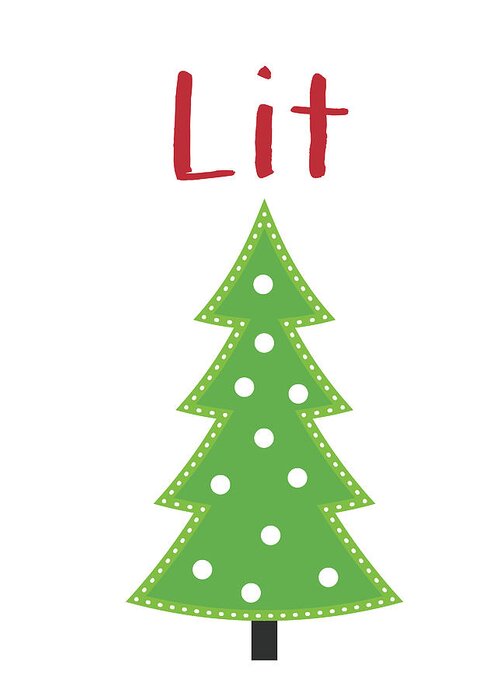 Christmas Greeting Card featuring the digital art Lit Christmas Tree- Art by Linda Woods by Linda Woods