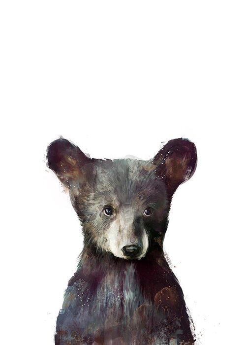 Bear Baby Baby Bear Cub Bear Cub Nature Animals Animal Wildlife Wild Wilderness Fauna Forest Woodland Creature Illustration Drawing Painting Art Artwork Amy Hamilton Little Collection Series Greeting Card featuring the painting Little Bear by Amy Hamilton