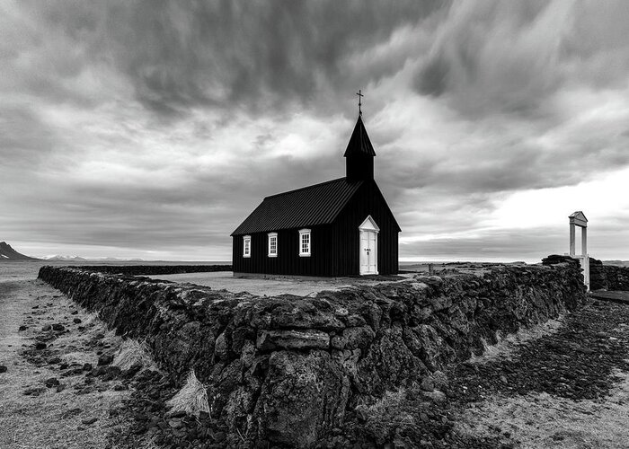 Iceland Greeting Card featuring the photograph Little Black Church 2 by Larry Marshall
