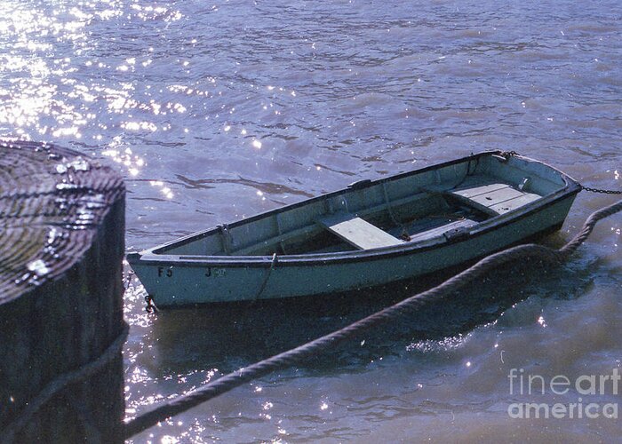 Boat Greeting Card featuring the photograph Little Blue Boat by Ana V Ramirez