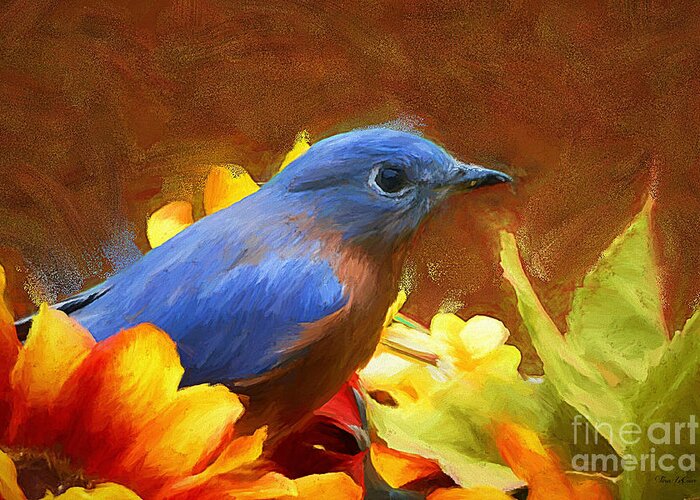 Bluebird Greeting Card featuring the painting Little Boy Blue by Tina LeCour