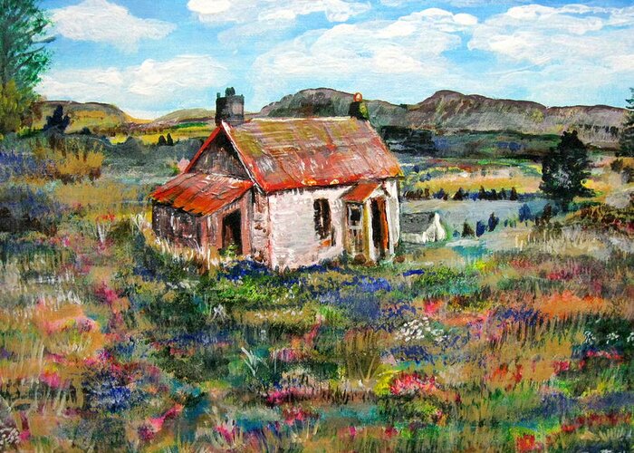Landscape Greeting Card featuring the painting Little House by Mike Benton