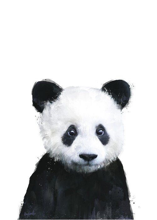Panda Greeting Card featuring the painting Little Panda by Amy Hamilton