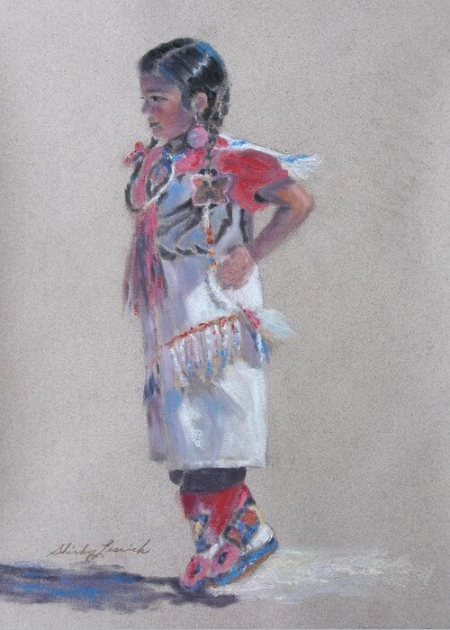 Native Greeting Card featuring the painting Little Pow Wow Dancer 2 by Shirley Leswick