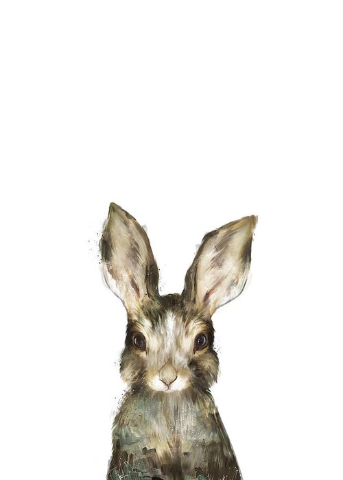 Rabbit Greeting Card featuring the painting Little Rabbit by Amy Hamilton