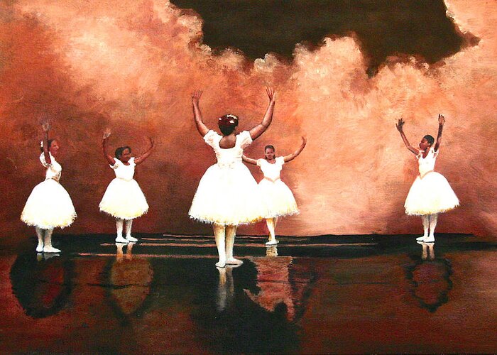 Ballet Greeting Card featuring the painting Little Sisters by Carol Neal-Chicago