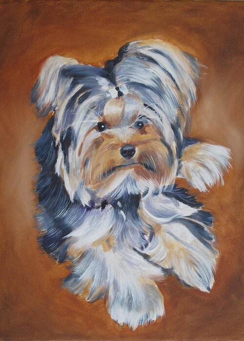 Pets Greeting Card featuring the painting Little Zoey by Kathie Camara
