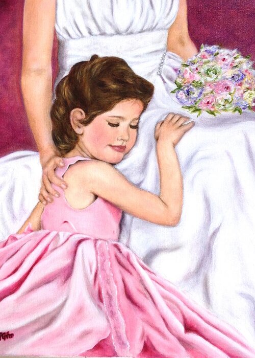 Child At Wedding Greeting Card featuring the painting Littlest Wedding Belle by Dr Pat Gehr