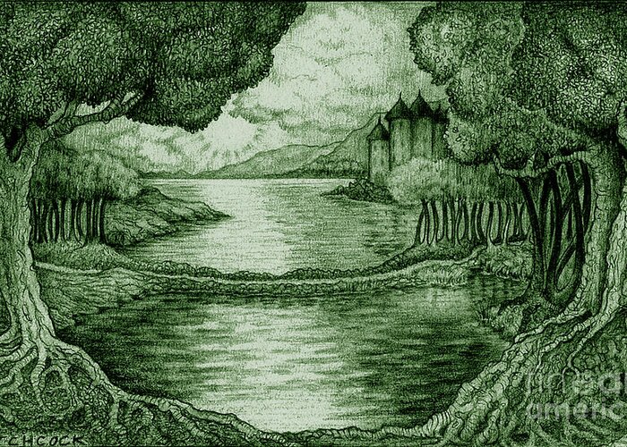 Realism Greeting Card featuring the drawing Loch Haven by Debra Hitchcock