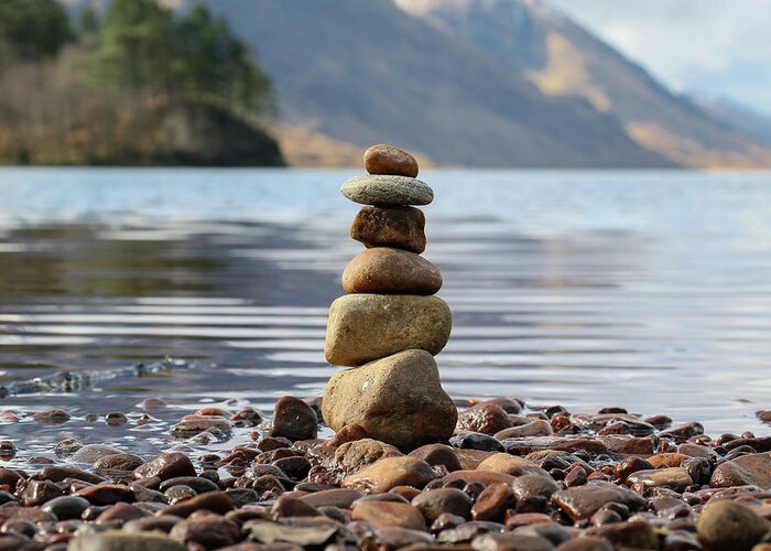 Stones Greeting Card featuring the photograph Loch Shiel Stacked Stones by Holly Ross