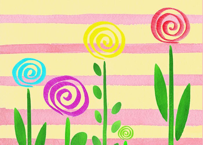 Lollipop Garden Greeting Card featuring the painting Lollipop Garden by Irina Sztukowski