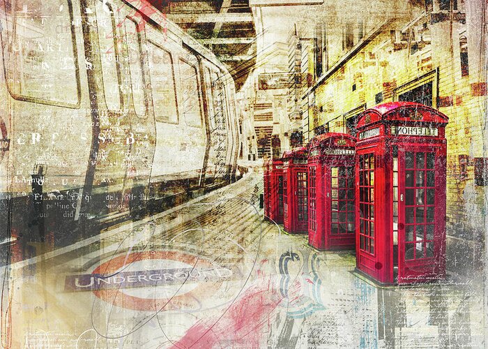 Londonart Greeting Card featuring the digital art London Calling by Nicky Jameson
