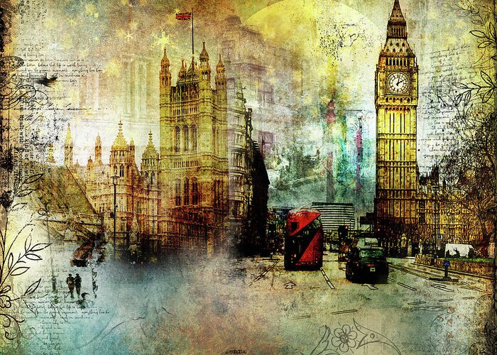 London Greeting Card featuring the digital art London Lights by Nicky Jameson