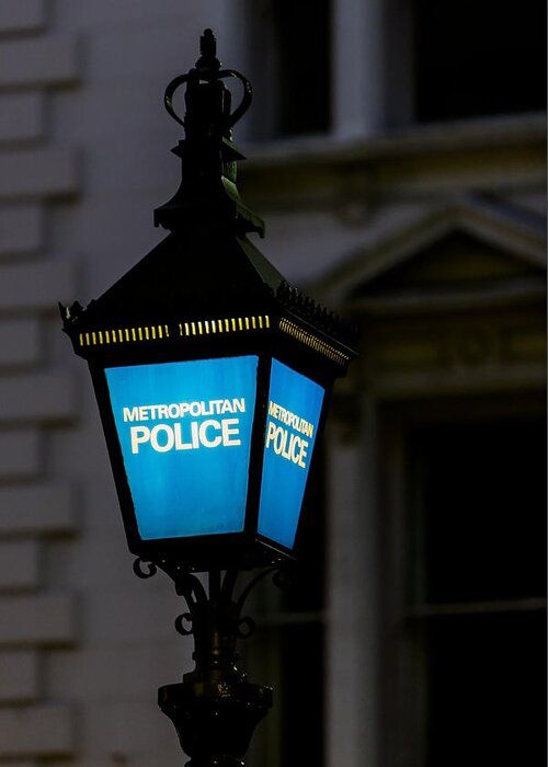 Police Lamp Greeting Card featuring the photograph London Police Lamp by Andy Myatt
