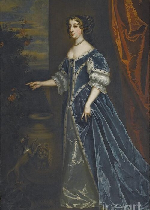 Studio Of Sir Peter Lely Soest 1618 - 1680 London Portrait Of Barbara Villiers Greeting Card featuring the painting London Portrait Of Barbara Villiers by MotionAge Designs