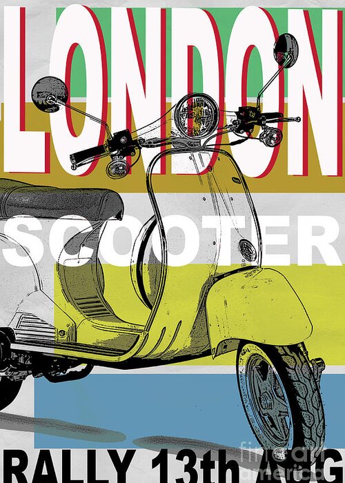 Scooter Greeting Card featuring the digital art London Scooter Rally by Edward Fielding