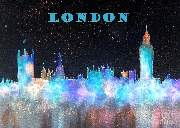 London Greeting Card featuring the painting London Skyline Banner by Bill Holkham