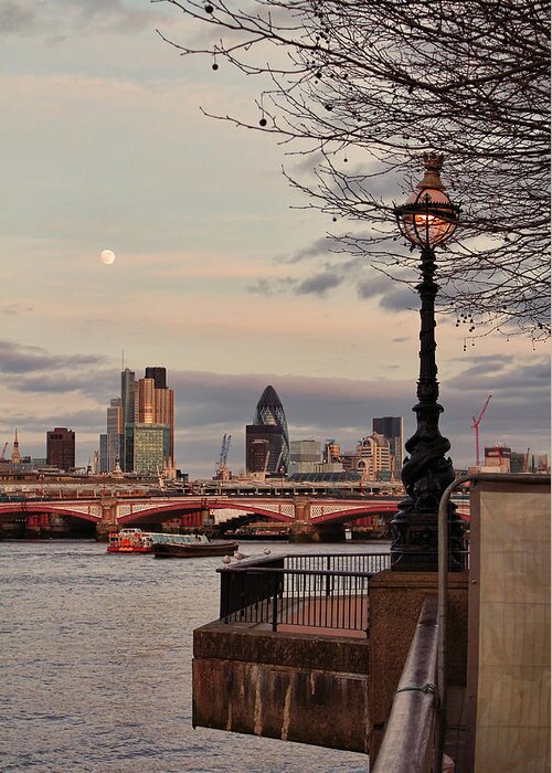 London Skyline Greeting Card featuring the photograph London skyline from the South Bank by Jasna Buncic