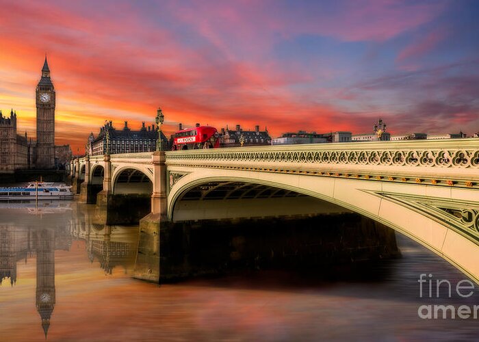 London Greeting Card featuring the photograph London Sunset by Adrian Evans