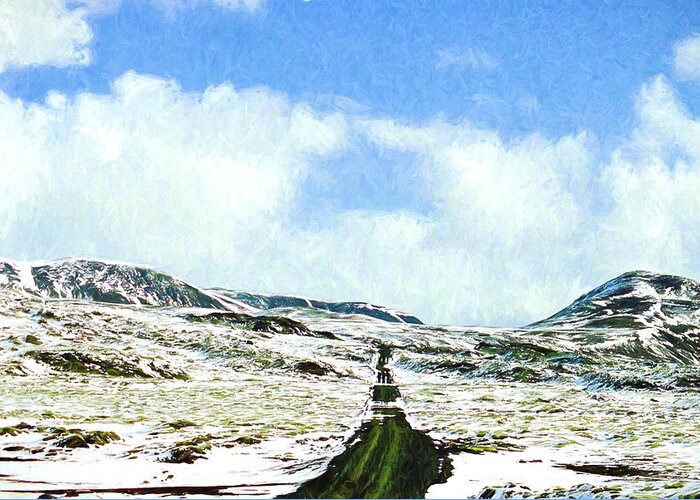 Iceland Greeting Card featuring the digital art Lonely Road 2 by Roy Pedersen