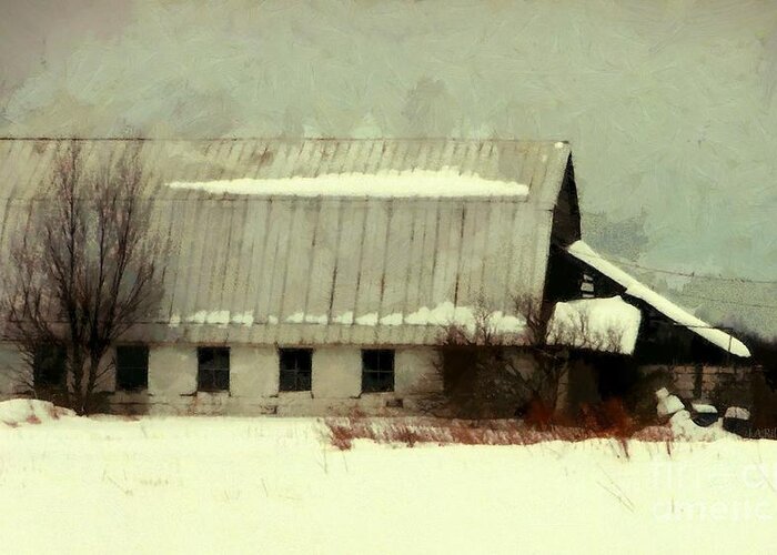 Barn Greeting Card featuring the photograph Long cold Winter - Winter Barn by Janine Riley