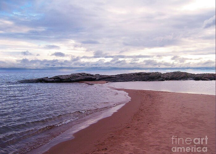 Lake Superior Greeting Card featuring the photograph Long Rock In Lake Superior by Phil Perkins
