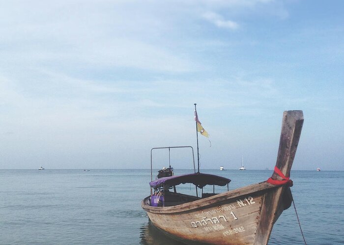 Thailand Photograph Greeting Card featuring the photograph Long Tail Boat Stillness by Ivy Ho