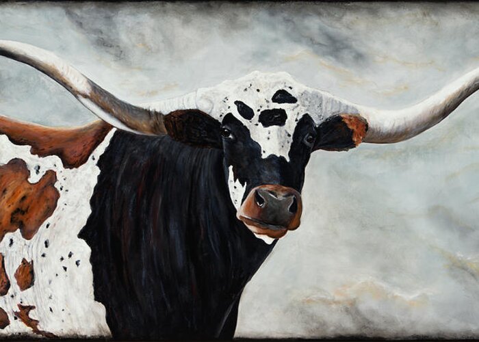 Longhorn Greeting Card featuring the painting Longhorn by Dede Koll