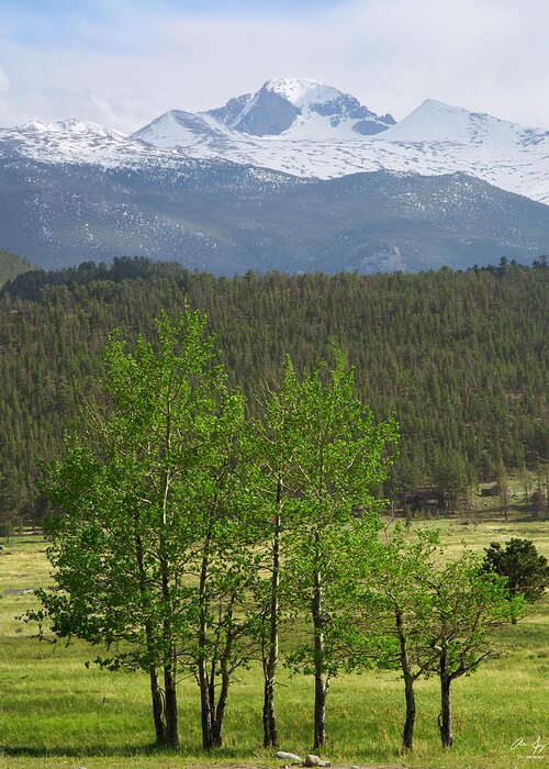 Longs Greeting Card featuring the photograph Longs Peak from Moraine Park - Spring by Aaron Spong