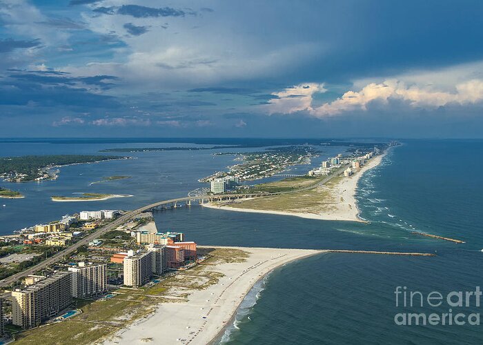 Gulf Shores Greeting Card featuring the photograph Looking East Across Perdio Pass by Gulf Coast Aerials -
