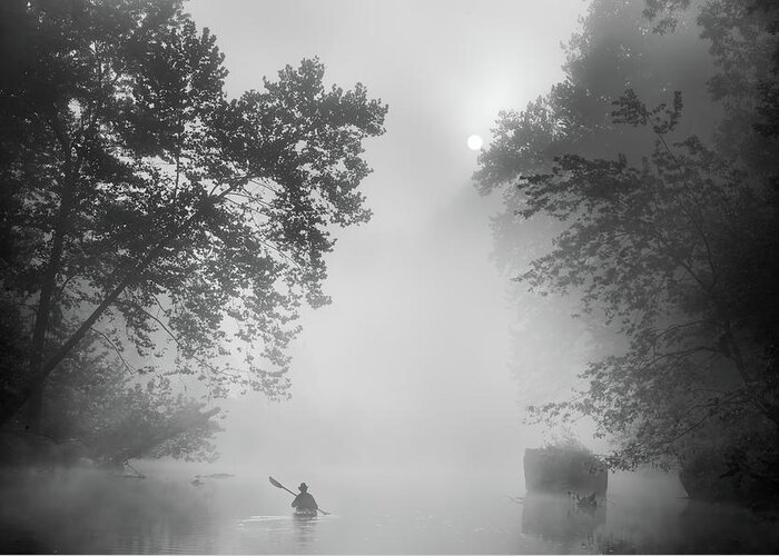 Kayak Greeting Card featuring the photograph Lost in Mist by Robert Charity