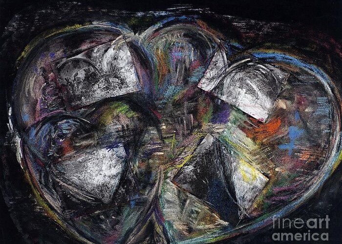Abstract Heart Greeting Card featuring the painting Lots of Heart by Frances Marino