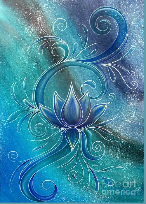 Lotus Greeting Card featuring the painting Lotus 2 by Reina Cottier