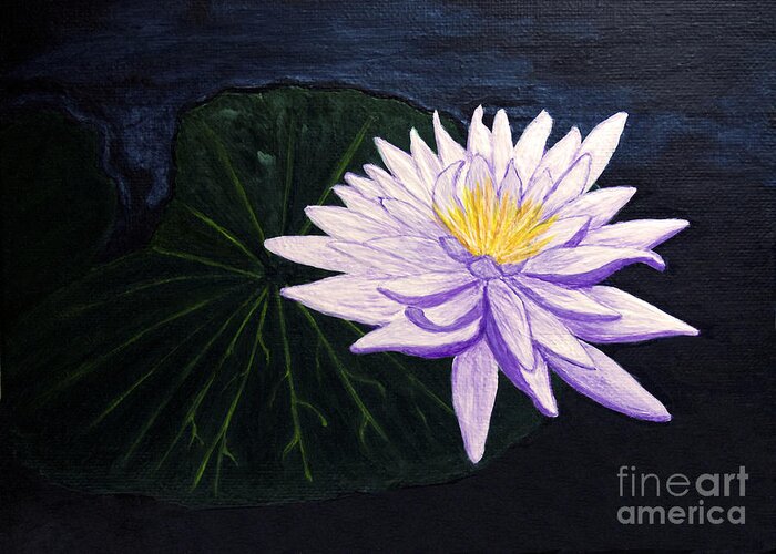 Original Painting Greeting Card featuring the painting Lotus Blossom at Night by Patricia Griffin Brett