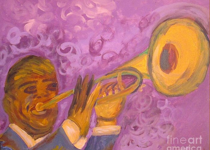 Louis Armstrong Greeting Card featuring the painting Louis by Jennylynd James