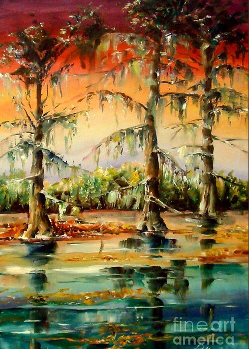 Louisiana Greeting Card featuring the painting Louisiana Swamp by Diane Millsap