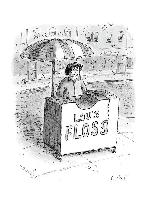 Lou's Floss Greeting Card featuring the drawing Lous Floss by Roz Chast
