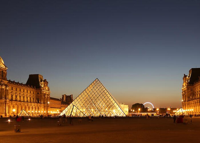 Louvre Greeting Card featuring the photograph Louvre At Night 2 by Andrew Fare