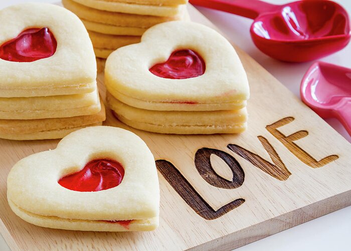 Valentines Day Greeting Card featuring the photograph Love Heart Cookies by Teri Virbickis