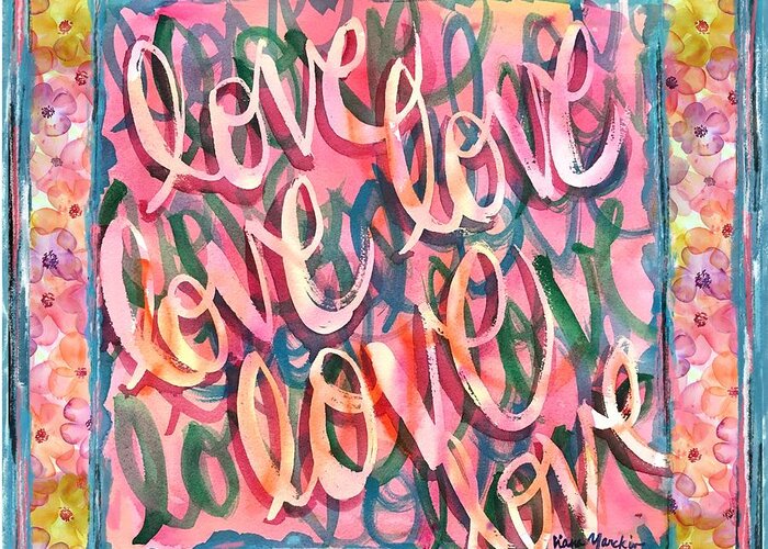 Love Greeting Card featuring the painting Love Pink by Liana Yarckin