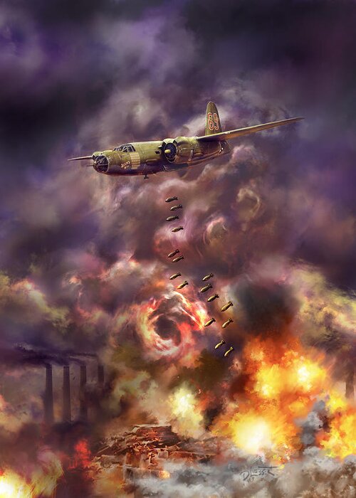 B-26 Greeting Card featuring the digital art Low Level Hell by David Luebbert