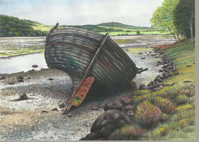 Wales Greeting Card featuring the painting Low Tide by Arthur Barnes