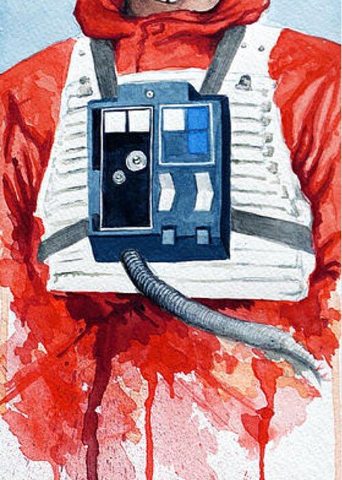 Star Wars Greeting Card featuring the painting Luke by David Kraig