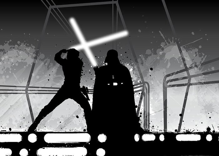 Star Wars Greeting Card featuring the digital art Luke vs Vader by Nathan Shegrud