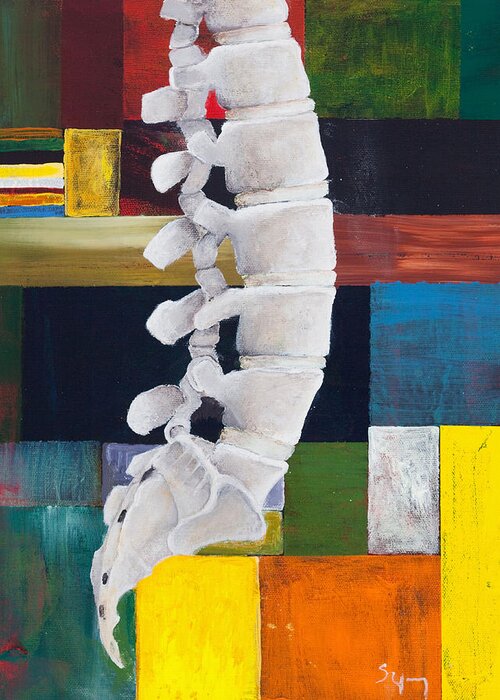 Spine Greeting Card featuring the painting Lumbar Spine by Sara Young