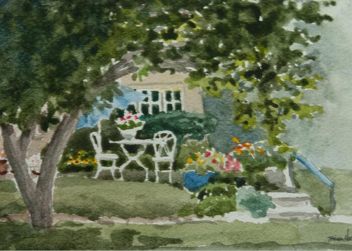 Landscape Greeting Card featuring the painting Lura's House by Heidi E Nelson