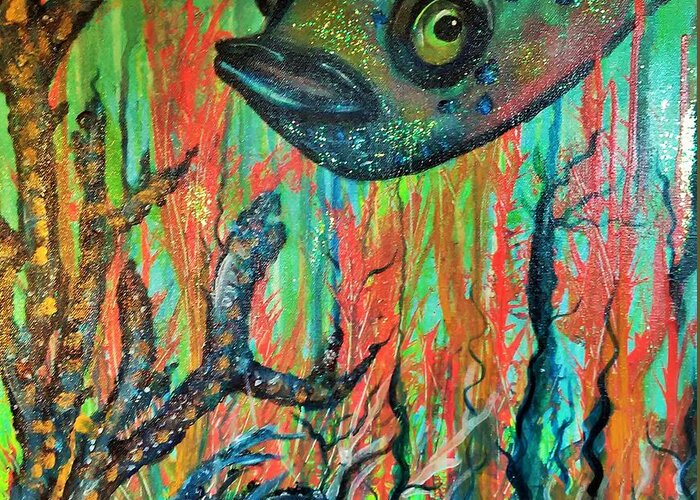 Fish Greeting Card featuring the painting Lurk by Tracy Mcdurmon