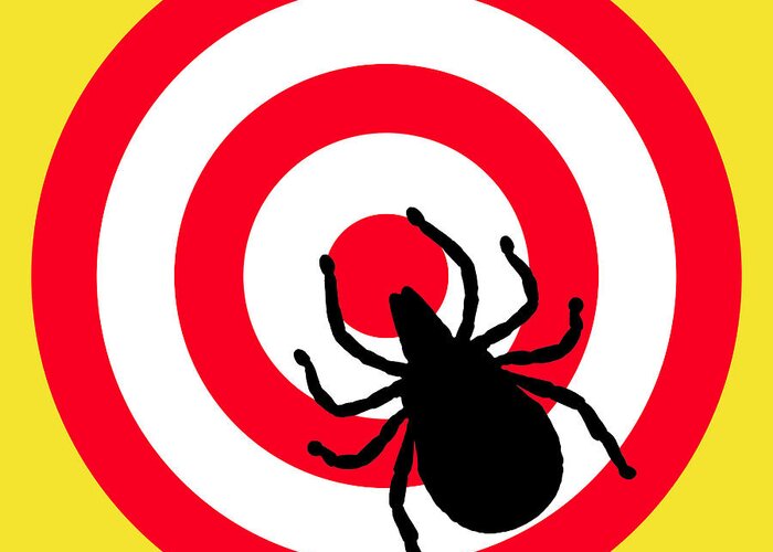 Richard Reeve Greeting Card featuring the digital art Lyme Disease Ixodes Tick on Target by Richard Reeve